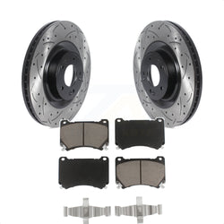Front Coated Drilled Slotted Disc Brake Rotors And Ceramic Pads Kit For Hyundai Genesis Equus KDC-100187