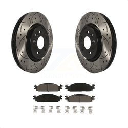 Front Coated Drilled Slotted Disc Brake Rotors And Ceramic Pads Kit For 2009-2010 Lincoln MKS KDC-100197