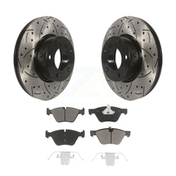 Front Coated Drilled Slotted Disc Brake Rotors And Ceramic Pads Kit For 2008 BMW 328xi To 08 07 KDC-100203