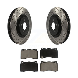 Front Coated Drilled Slotted Disc Brake Rotors And Ceramic Pads Kit For Ford Mustang KDC-100204