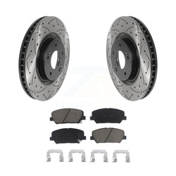 Front Coated Drilled Slotted Disc Brake Rotors And Ceramic Pads Kit For 2011-2015 Kia Optima 2.0L KDC-100214