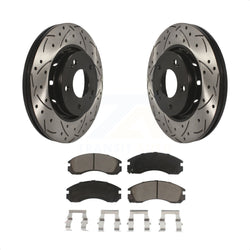 Front Coated Drilled Slotted Disc Brake Rotors And Ceramic Pads Kit For Mitsubishi Lancer KDC-100217