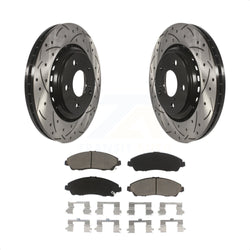 Front Coated Drilled Slotted Disc Brake Rotors And Ceramic Pads Kit For Honda Pilot Acura MDX Ridgeline KDC-100220