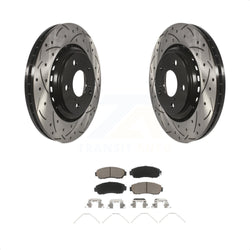 Front Coated Drilled Slotted Disc Brake Rotors And Ceramic Pads Kit For Honda Odyssey Passport KDC-100222