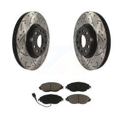 Front Coated Drilled Slotted Disc Brake Rotors And Ceramic Pads Kit For 2015 Volkswagen GTI With Performance Package KDC-100225
