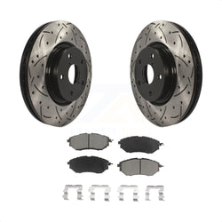 Front Coated Drilled Slotted Disc Brake Rotors And Ceramic Pads Kit For Subaru Outback Legacy WRX Tribeca B9 KDC-100231