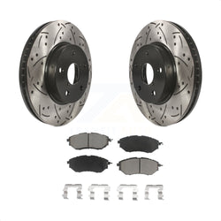 Front Coated Drilled Slotted Disc Brake Rotors And Ceramic Pads Kit For 2015 Subaru Legacy 2.5L KDC-100233