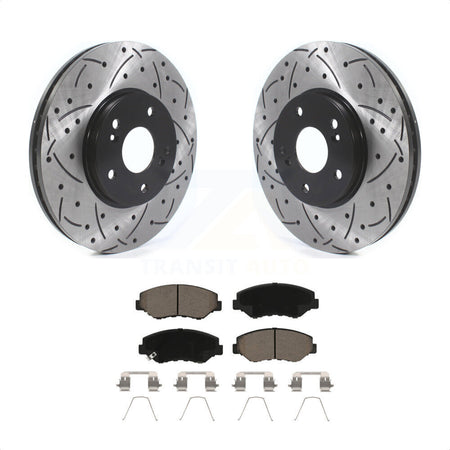 Front Coated Drilled Slotted Disc Brake Rotors And Ceramic Pads Kit For Honda Pilot Accord KDC-100234 by Transit Auto