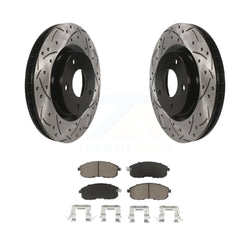Front Coated Drilled Slotted Disc Brake Rotors And Ceramic Pads Kit For 2007-2012 Nissan Sentra SE-R KDC-100242