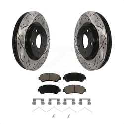 Front Coated Drilled Slotted Disc Brake Rotors And Ceramic Pads Kit For Nissan Rogue Select KDC-100243