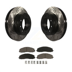 Front Coated Drilled Slotted Disc Brake Rotors And Ceramic Pads Kit For Ford F-350 Super Duty F-250 KDC-100246