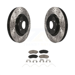Front Coated Drilled Slotted Disc Brake Rotors And Ceramic Pads Kit For 2011-2014 Honda Odyssey KDC-100249