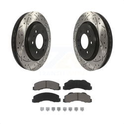 Front Coated Drilled Slotted Disc Brake Rotors And Ceramic Pads Kit For Ford F-150 Expedition Lincoln Navigator KDC-100252