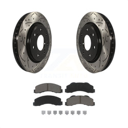 Front Coated Drilled Slotted Disc Brake Rotors And Ceramic Pads Kit For 2010-2014 Ford F-150 With 7 Lug Wheels KDC-100253