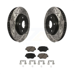 Front Coated Drilled Slotted Disc Brake Rotors And Ceramic Pads Kit For Lexus IS250 KDC-100255