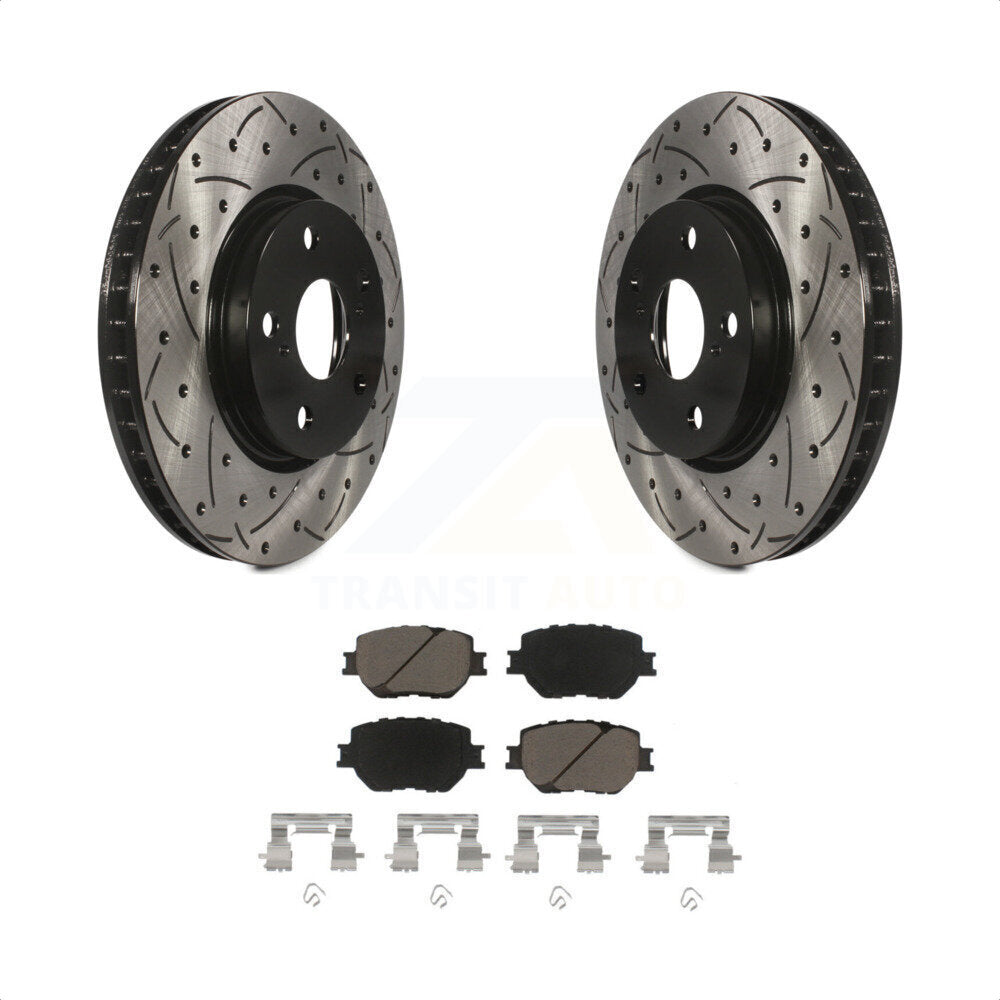 Front Coated Drilled Slotted Disc Brake Rotors And Ceramic Pads Kit For Lexus IS250 KDC-100255 by Transit Auto