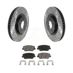 Front Coated Drilled Slotted Disc Brake Rotors And Ceramic Pads Kit For 2012-2017 Hyundai Azera KDC-100265