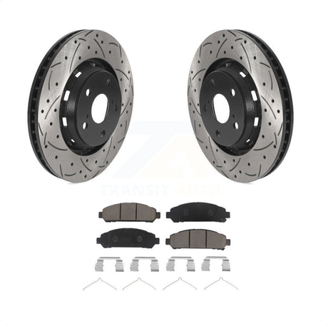 Front Coated Drilled Slotted Disc Brake Rotors And Ceramic Pads Kit For 2009-2016 Toyota Venza KDC-100276 by Transit Auto