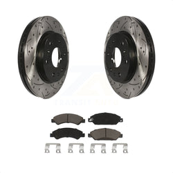 Front Coated Drilled Slotted Disc Brake Rotors And Ceramic Pads Kit For 2007-2007 Chevrolet Tahoe GMC Suburban 1500 Yukon Cadillac Avalanche XL Escalade ESV EXT KDC-100277