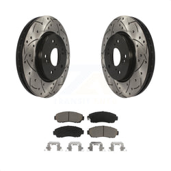 Front Coated Drilled Slotted Disc Brake Rotors And Ceramic Pads Kit For Honda CR-V Acura RDX Accord Crosstour KDC-100279
