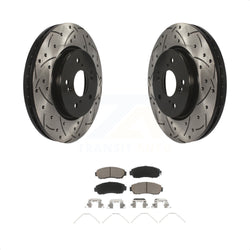 Front Coated Drilled Slotted Disc Brake Rotors And Ceramic Pads Kit For Honda CR-V Crosstour Accord KDC-100280