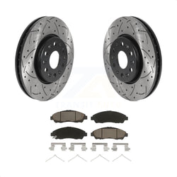 Front Coated Drilled Slotted Disc Brake Rotors And Ceramic Pads Kit For Chevrolet Traverse GMC Acadia Buick Enclave Blazer KDC-100285