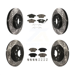 Front Rear Coated Drilled Slotted Disc Brake Rotors And Ceramic Pads Kit For Volkswagen Beetle KDC-100298