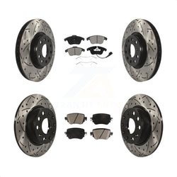 Front Rear Coated Drilled Slotted Disc Brake Rotors And Ceramic Pads Kit For Volkswagen Passat KDC-100300