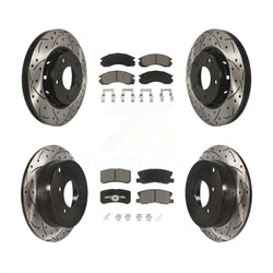 Front Rear Coated Drilled Slotted Disc Brake Rotors And Ceramic Pads Kit For Mitsubishi Lancer KDC-100303