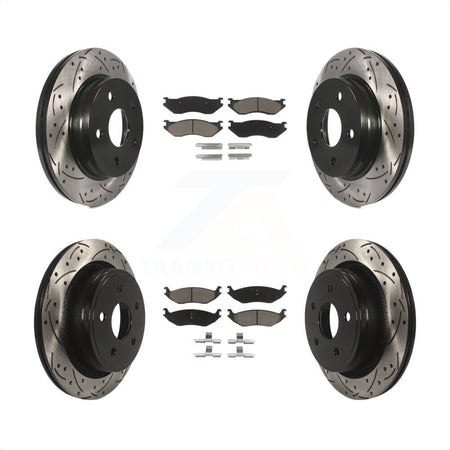 Front Rear Coated Drilled Slotted Disc Brake Rotors And Ceramic Pads Kit For Dodge Durango Ram 1500 KDC-100310 by Transit Auto