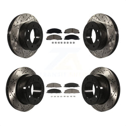 Front Rear Coated Drilled Slotted Disc Brake Rotors And Ceramic Pads Kit For Ram 2500 3500 1500 Dodge KDC-100311