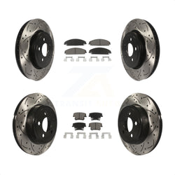 Front Rear Coated Drilled Slotted Disc Brake Rotors And Ceramic Pads Kit For Dodge Charger Chrysler 300 Challenger Magnum KDC-100313