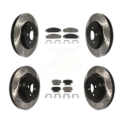 Front Rear Coated Drilled Slotted Disc Brake Rotors And Ceramic Pads Kit For Dodge Charger With Police Package KDC-100314