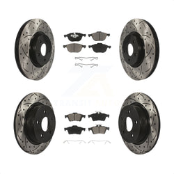 Front Rear Coated Drilled Slotted Disc Brake Rotors And Ceramic Pads Kit For 2014 Ford Connect 104.8" wheel base KDC-100323