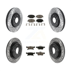 Front Rear Coated Drilled Slotted Disc Brake Rotors And Ceramic Pads Kit For 2016-2018 Buick Envision With 288mm Diameter Rotor KDC-100325