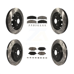 Front Rear Coated Drilled Slotted Disc Brake Rotors And Ceramic Pads Kit For Ford Explorer Police Interceptor Utility Lincoln MKS Flex Taurus MKT KDC-100326