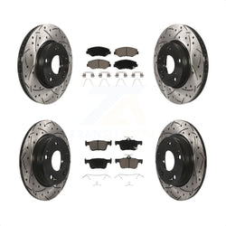 Front Rear Coated Drilled Slotted Disc Brake Rotors And Ceramic Pads Kit For Honda Civic KDC-100340