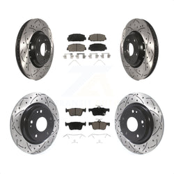 Front Rear Coated Drilled Slotted Disc Brake Rotors And Ceramic Pads Kit For Honda Civic KDC-100341