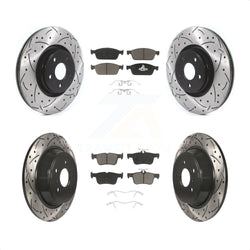 Front Rear Coated Drilled Slotted Disc Brake Rotors And Ceramic Pads Kit For Lincoln MKC KDC-100348
