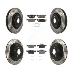 Front Rear Coated Drilled Slotted Disc Brake Rotors And Ceramic Pads Kit For Ford Edge Lincoln MKX Nautilus KDC-100350