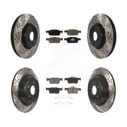 Front Rear Coated Drilled Slotted Disc Brake Rotors And Ceramic Pads Kit For Ford Escape Lincoln MKC KDC-100352