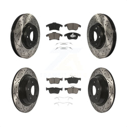 Front Rear Coated Drilled Slotted Disc Brake Rotors And Ceramic Pads Kit For Ford Fusion Lincoln MKZ KDC-100355