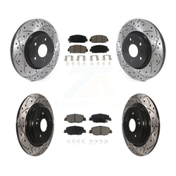Front Rear Coated Drilled Slotted Disc Brake Rotors And Ceramic Pads Kit For Honda CR-V KDC-100368