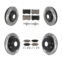 Front Rear Coated Drilled Slotted Disc Brake Rotors And Ceramic Pads Kit For Hyundai Genesis KDC-100369