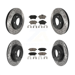 Front Rear Coated Drilled Slotted Disc Brake Rotors And Ceramic Pads Kit For Mini Cooper Countryman Paceman Base KDC-100372