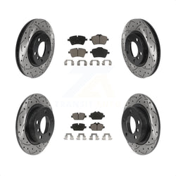 Front Rear Coated Drilled Slotted Disc Brake Rotors And Ceramic Pads Kit For Mini Cooper Countryman Paceman KDC-100375