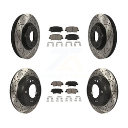 Front Rear Coated Drilled Slotted Disc Brake Rotors And Ceramic Pads Kit For Kia Forte Forte5 Koup KDC-100381