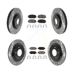 Front Rear Coated Drilled Slotted Disc Brake Rotors And Ceramic Pads Kit For 2013-2015 Kia Optima 2.0L With Electric Parking KDC-100387