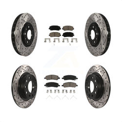 Front Rear Coated Drilled Slotted Disc Brake Rotors And Ceramic Pads Kit For 2013-2016 Dodge Dart KDC-100404