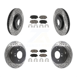 Front Rear Coated Drilled Slotted Disc Brake Rotors And Ceramic Pads Kit For Hyundai Azera KDC-100407